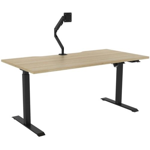 Breeze Active Electric Height Adjustable Desk Monitor Arm Bluetooth 1600mm Atlantic Oak/Black