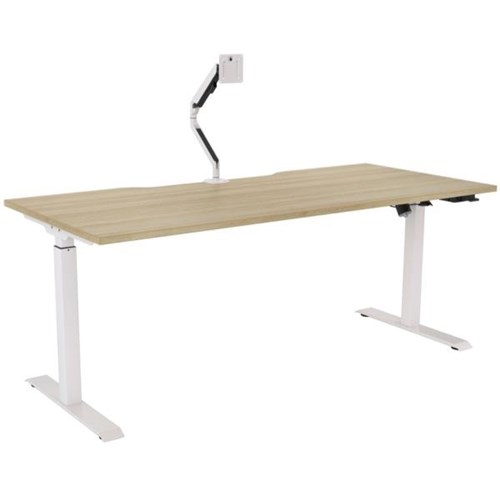 Breeze Active Electric Height Adjustable Desk Monitor Arm Bluetooth 1800mm Atlantic Oak/White