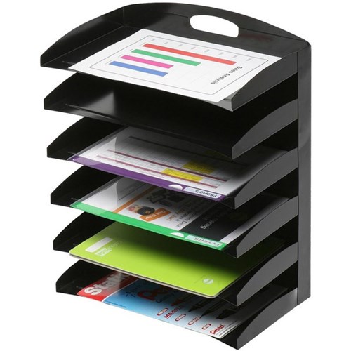 Marbig Desk Organiser 6 Tier Metal Black