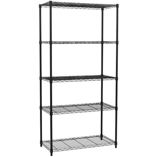 Firstline CKD Wire Shelving 5 Shelves Black