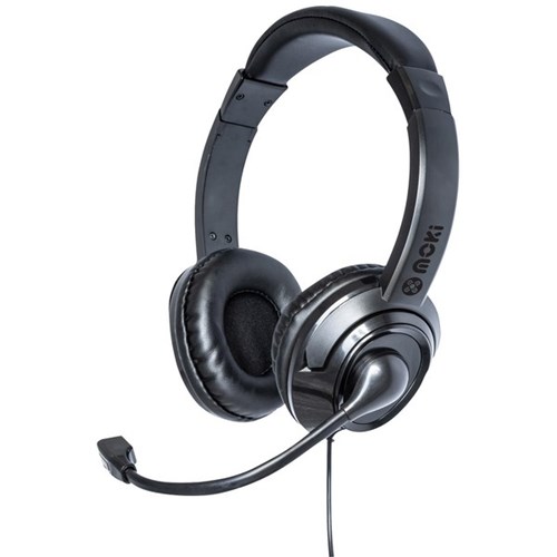 Moki USB Headphones with Boom Microphone Black