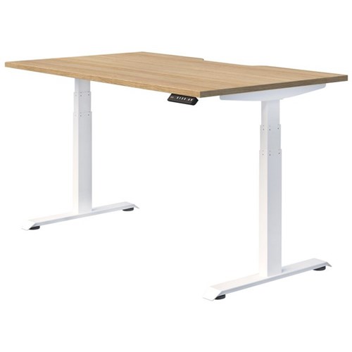 Fiord Electric Single User Height Adjustable Desk 1500mm Classic Oak/White