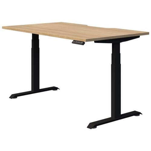 Fiord Electric Single User Height Adjustable Desk 1500mm Classic Oak/Black