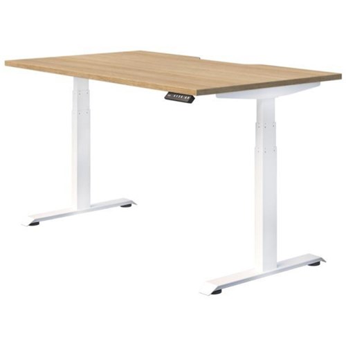 Fiord Electric Single User Height Adjustable Desk 1800mm Classic Oak/White