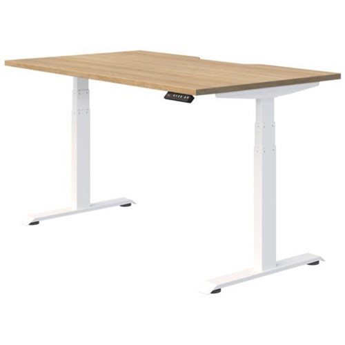 Fiord Electric Single User Height Adjustable Desk 1200mm Classic Oak/White