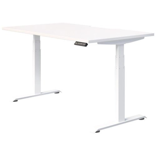 Fiord Electric Single User Height Adjustable Desk 1500mm Snowdrift/White