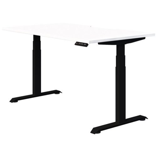 Fiord Electric Single User Height Adjustable Desk 1500mm Snowdrift/Black