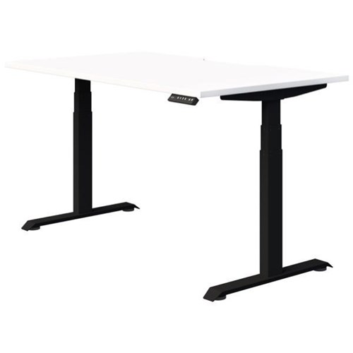 Fiord Electric Single User Height Adjustable Desk 1800mm Snowdrift/Black