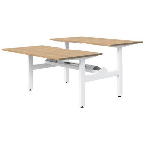 Fiord Electric 2 Pod Height Adjustable Desk 1500mm Classic Oak/White