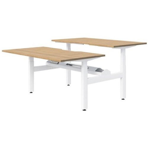 Fiord Electric 2 Pod Height Adjustable Desk 1800mm Classic Oak/White