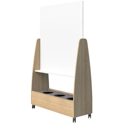 Fiord Whiteboard Mobile & Planter Shelf 1220mm Classic Oak