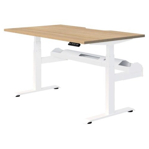 Fiord Plus Electric Single User Height Adjustable Desk 1800mm Classic Oak/White