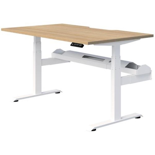 Fiord Plus Electric Single User Height Adjustable Desk 1500mm Classic Oak/White