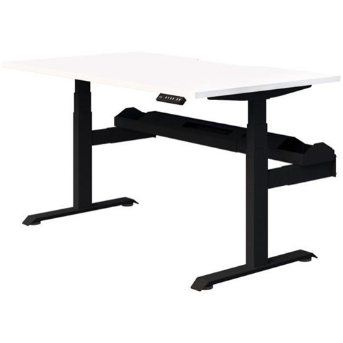 Fiord Plus Electric Single User Height Adjustable Desk 1800mm Snowdrift/Black