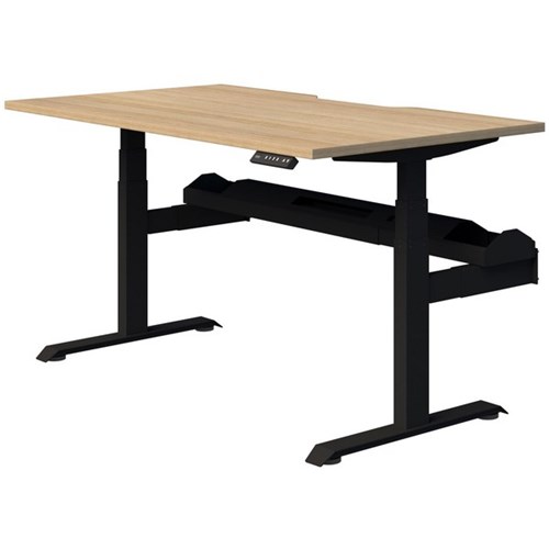 Fiord Plus Electric Single User Height Adjustable Desk 1500mm Classic Oak/Black