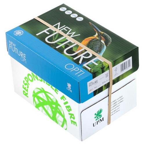 New Future Opti A4 68gsm Carbon Neutral 100% Recyclable White Copy Paper, 5 Packs of 500