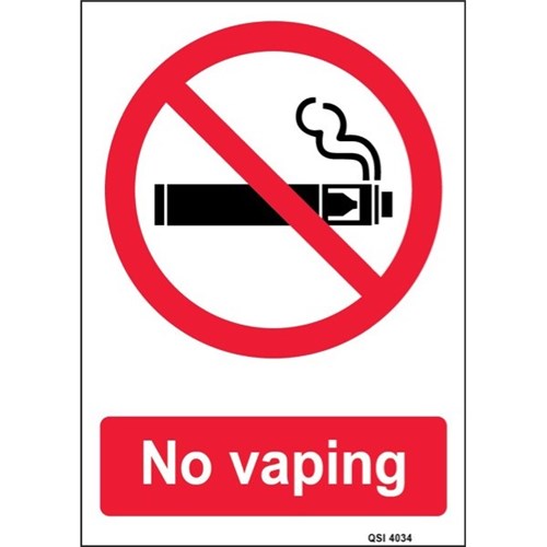 No Vaping Plastic Sign 240x340mm