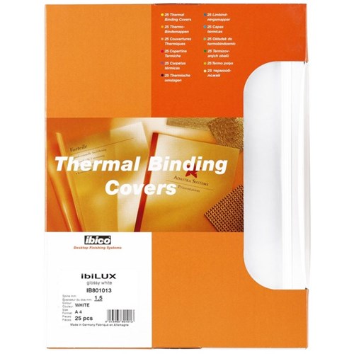 GBC Ibico Thermal Binding Covers 6mm White, Box of 100