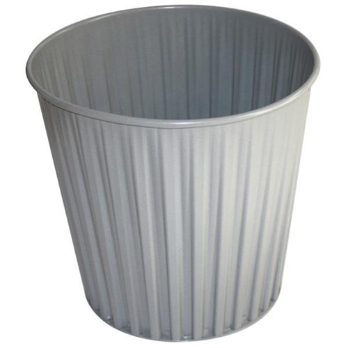 Fluteline Metal Rubbish Bin 15L 30cm Silver