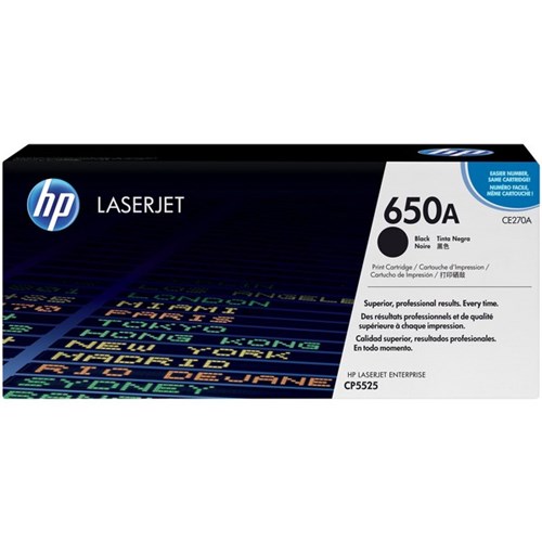 HP 650A Black Laser Toner Cartridge CE270A