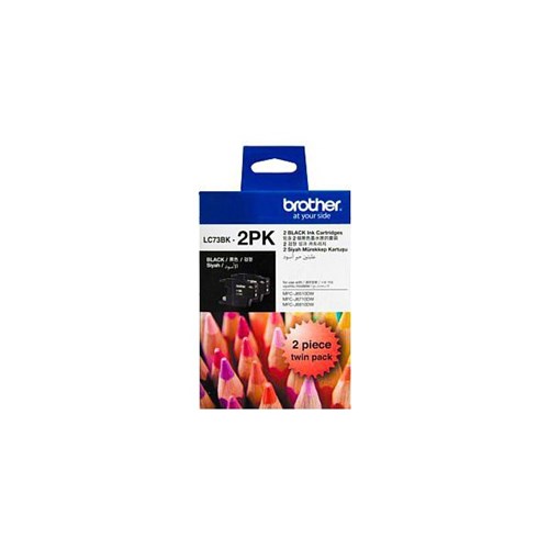 Brother LC73BK-2PK Black Ink Cartridges, Pack of 2