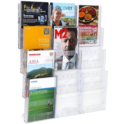 Lit Loc Module Brochure Holder Kit Wall Mountable A4 12 Pocket