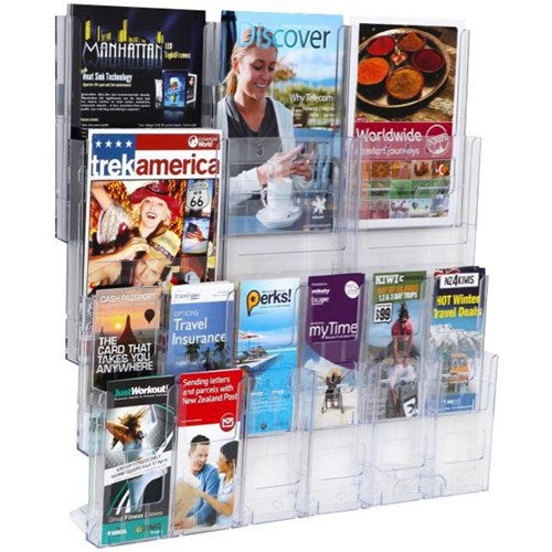 Lit Loc Module Brochure Holder Kit Wall Mountable A4 & DLE 18 Pocket