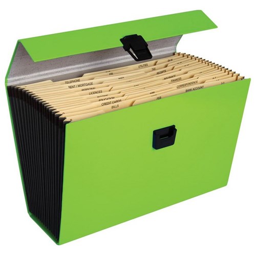 FM Vivid Expanding Files 19 Pocket A4 Lime Green