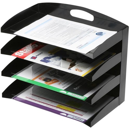 Marbig Desk Organiser 4 Tier A4 Foolscap Black