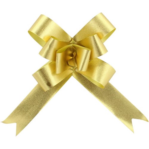 Metallic Embossed Pull Bows 14mm Gold, Box of 100