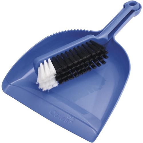 Oates Dustpan & Banister Brush Set Plastic Blue