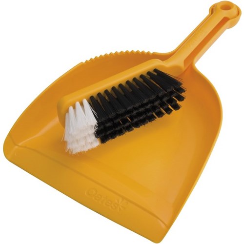 Oates Dustpan & Banister Brush Set Plastic Yellow