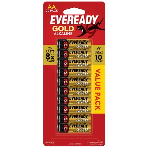 Eveready Gold AA Alkaline Batteries, Pack of 20