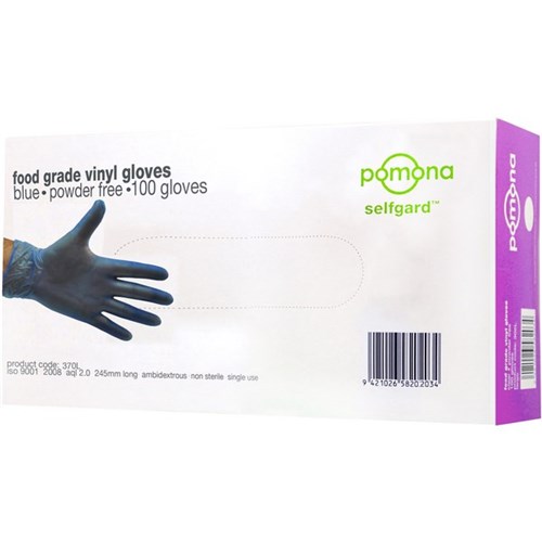 Selfgard Vinyl Disposable Gloves Powder Free Food Grade Large Blue, Pack of 1000