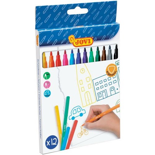 Jovi Felt Tip Markers Assorted Colours, Pack of 12