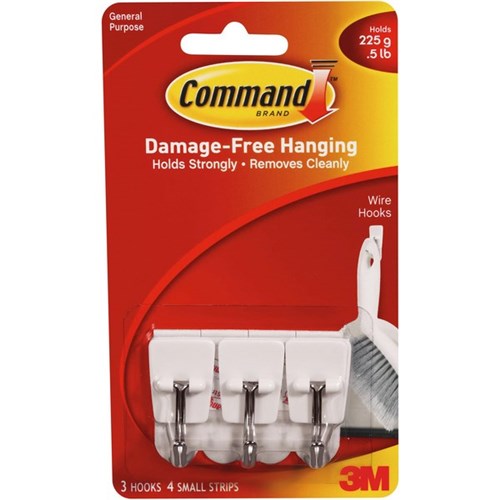 Command™ Adhesive Wire Hooks Small, Pack of 3