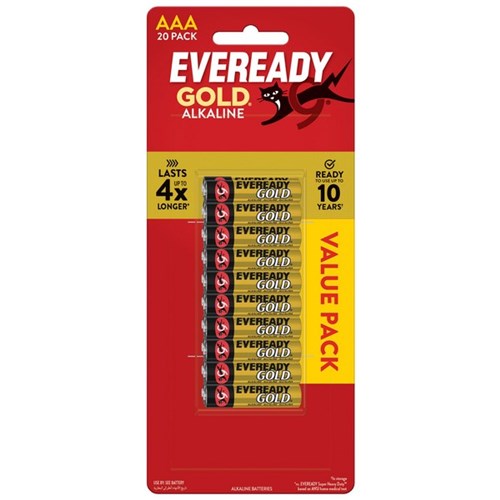 Eveready Gold AAA Alkaline Batteries, Pack of 20