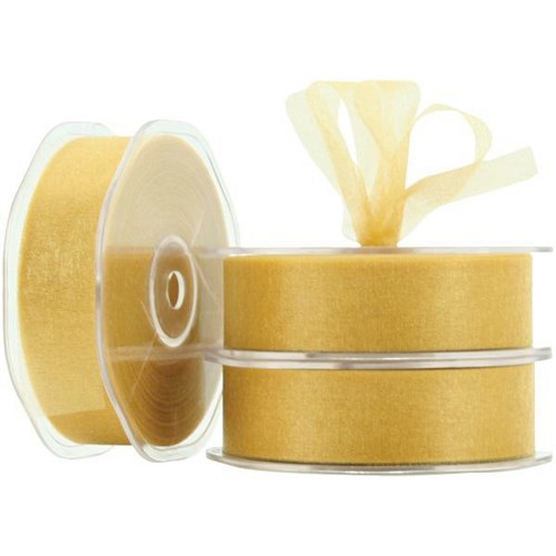 Chiffon Cut Edge Ribbon 25mm x 50m Gold