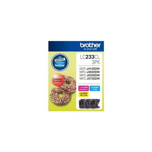 Brother LC233CL-3PK Colour Ink Cartridges, Pack of 3