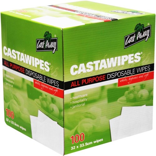 Castaway Perforated Wipes Standard 320x335mm White, Box of 100