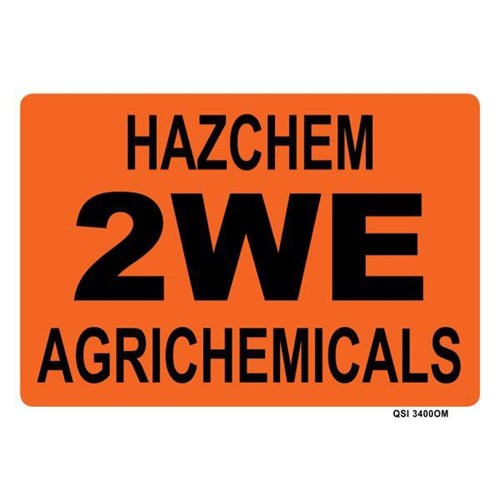 Hazchem 2WE Agrichemicals Safety Sign 340x240mm