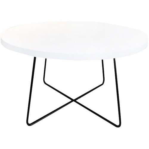 Criss Cross Coffee Table 800mm Black Frame Round Snowdrift Top