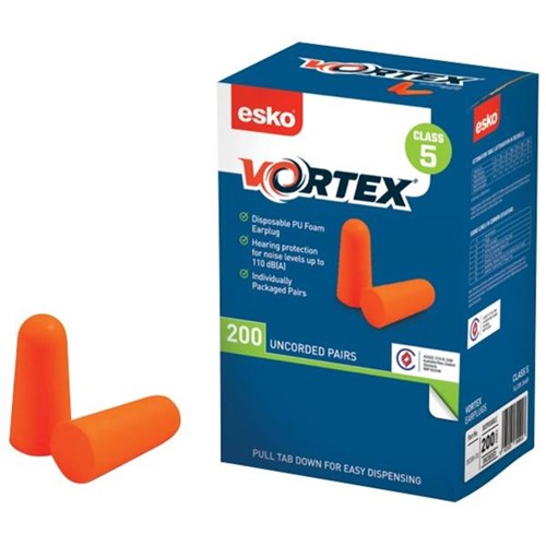 Vortex Pro Plug Ear Plugs Class 5 Uncorded, Box of 200 Pairs