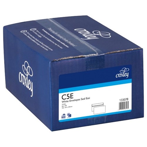 Croxley C5E (E23E) Wallet Envelope Seal Easi White, Box of 250