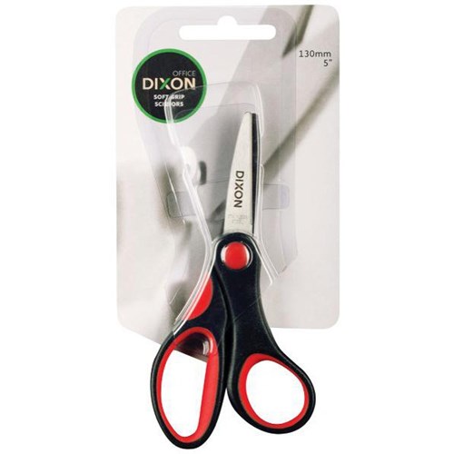 Dixon Soft Grip Scissors 130mm Black/Red