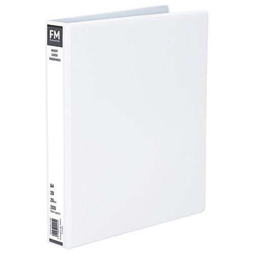 FM Overlay Insert Cover Ringbinder A4 26mm 2 Ring White