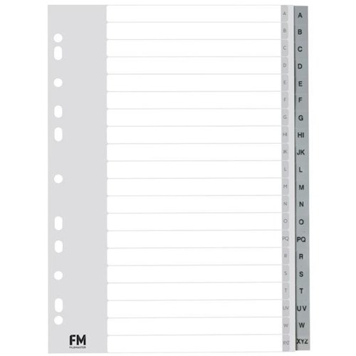 FM Index Dividers Tab A-Z A4 Polyprop Grey