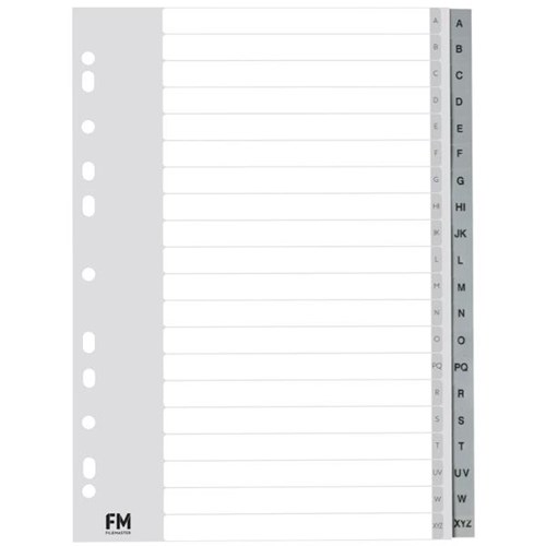 FM Index Dividers Tab A-Z A4 Polyprop Grey