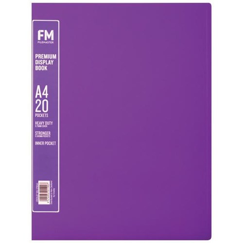 FM A4 Premium Display Book 20 Pockets Passion Purple