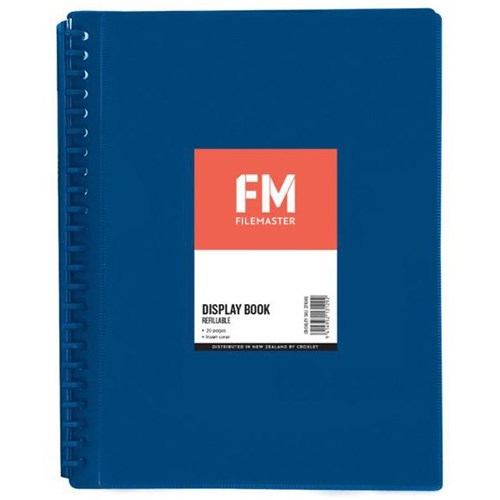 FM A4 Refillable Display Book Insert Cover 20 Pocket Blue